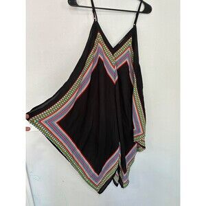 Meraki Sun Dress handkerchief dress Black Multi color sz M